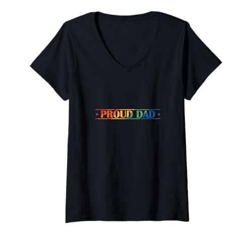 Damen Proud Dad Rainbow Pride Geschenk T-Shirt mit V-Ausschnitt Damen Proud Dad Rainbow Pride Geschenk T-Shirt mit V-Ausschnitt von rainbow pride pride family dad ally LGBTQ dad