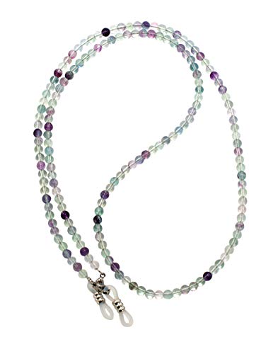 rainbow safety Brillenkette Brillenband Brillenhalter Schlangenkette Natürliche Edelstein Perlen Amazonit Achat Tigerauge Amethyst RC (Regenbogen Fluorit) von rainbow safety