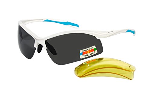 rainbow safety Kinder Sonnenbrille Sportbrille Polarisierte Auswechselbaren Gläser 14+ Jahre UV400 Schutz 3296 Weiß von rainbow safety