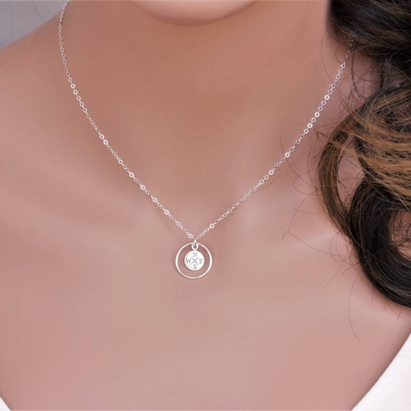 sterling Silber Kompass Halskette - Geschenk, Inspirierender Schmuck von rainbowearring1