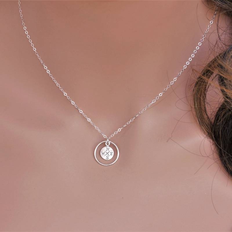 Kompass-Halskette Aus Sterlingsilber - Geschenk Zum Abschluss, Unendlichkeitsanhänger von rainbowearring1