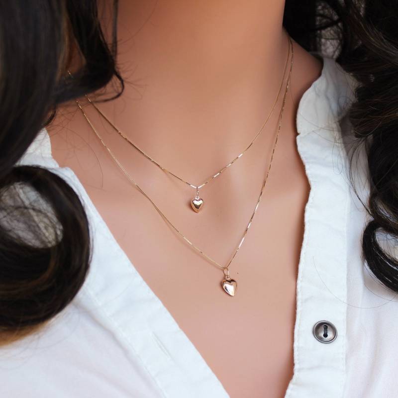 14K Gold Herz Halskette Set - Mutter Tochter Schmuck von rainbowearring1