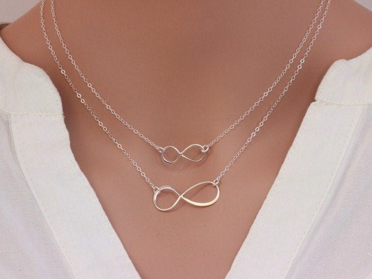 sterling Silber Infinity-Halsketten-Set Mutter-Tochter-Geschenk von rainbowearring1
