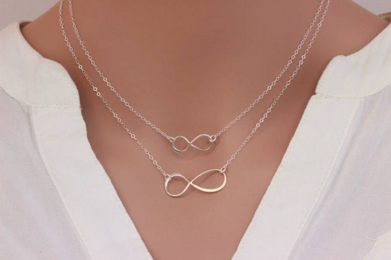 sterling Silber Mutter Tochter Infinity Halsketten-Set von rainbowearring1