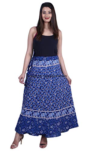 rajwada-fashion Indischer langer Wickelrock, 100 % Baumwolle, Jaipuri-Druck, Mandala, Einheitsgröße, für Damen, Erntedankgeschenk, Hell, blau, 36 Long rajwada-fashion Indischer langer Wickelrock, 100 % Baumwolle, Jaipuri-Druck, Mandala, Einheitsgröße, für Damen, Erntedankgeschenk, Hell, blau, 36 Long von rajwada-fashion