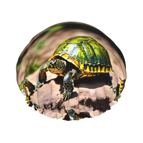 Lord Howe Island Sea Turtle Print Wiederverwendbare Badehaube für Frauen langes Haar, doppellagiger Badehut von rannsut