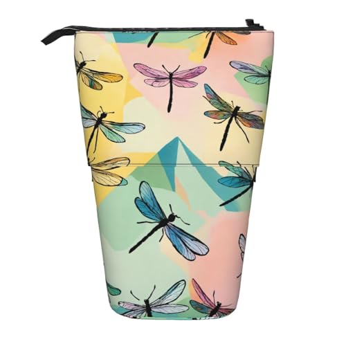 Teleskop-Federmäppchen mit Libellen-Druck, Stifthalter, Organizer, Kosmetiktasche für Damen und Herren von rannsut