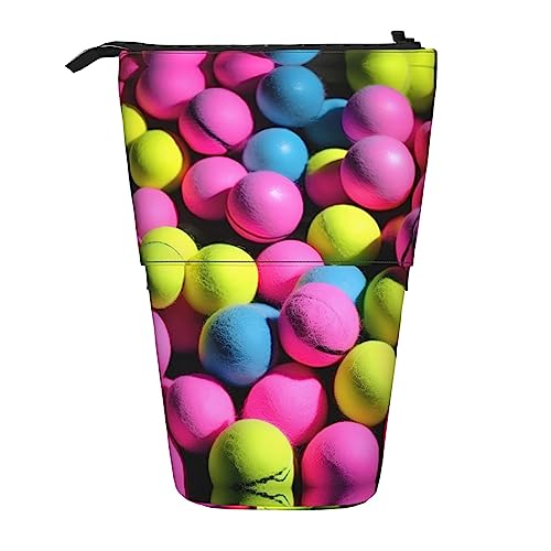 rannsut Federmäppchen mit Tennisbällen, Teleskop, Stiftehalter, Organizer, Kosmetiktasche, für Damen und Herren, Hellrosa von rannsut