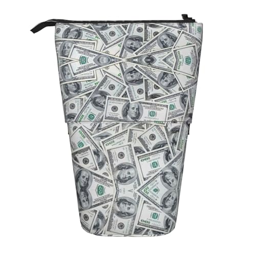rannsut Lustiges Teleskop-Federmäppchen mit Dollar-Gelddruck, Stifthalter, Organizer, Kosmetiktasche für Damen und Herren von rannsut