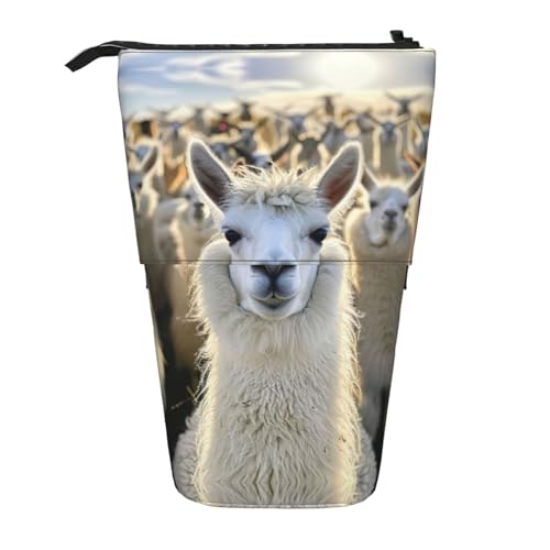 rannsut Niedliches Teleskop-Federmäppchen mit Lama-Druck, Stifthalter, Organizer, Kosmetiktasche für Damen und Herren von rannsut
