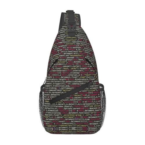 rannsut Programmierer Programmiercode Print One Shoulder Brusttaschen Gym Sport Reisen Wandern Tagesrucksack für Männer und Frauen, Schwarz, Einheitsgröße von rannsut