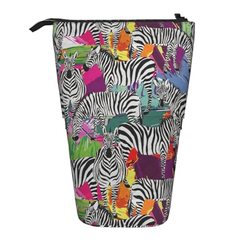 rannsut Teleskop-Bleistifttasche, Stiftehalter, Organizer, Kosmetiktasche für Damen und Herren, Zebramuster von rannsut