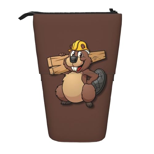 rannsut Teleskop-Federmäppchen, Stiftehalter, Organizer, Kosmetiktasche für Damen und Herren, Motiv: Biber von rannsut