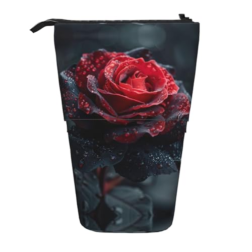 rannsut Teleskop-Federmäppchen, Stiftehalter, Organizer, Kosmetiktasche für Damen und Herren, Rot und Schwarz von rannsut