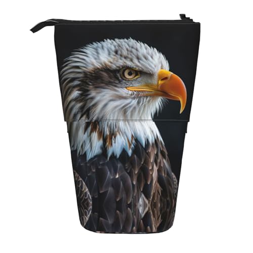 rannsut Teleskop-Federmäppchen, Stiftehalter, Organizer, Kosmetiktasche für Damen und Herren, mit Glatzenadlermuster von rannsut