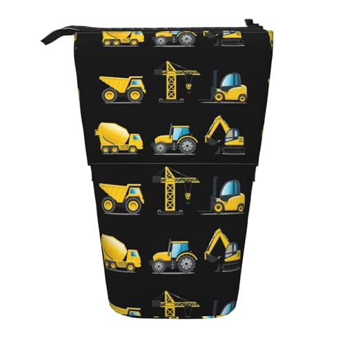 rannsut Teleskop-Federmäppchen mit Cartoon-Motiv, für schwere Maschinen, LKW, Stifthalter, Organizer, Kosmetiktasche für Damen und Herren von rannsut