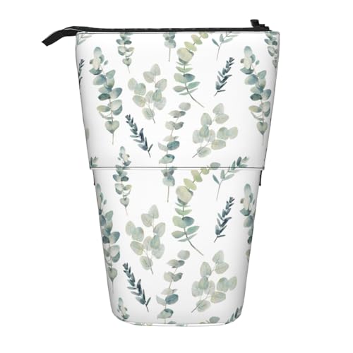 rannsut Teleskop-Federmäppchen mit Eukalyptusblättern, Stiftehalter, Organizer, Kosmetiktasche für Damen und Herren von rannsut