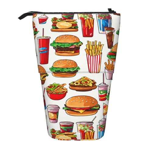 rannsut Teleskop-Federmäppchen mit Fast Food-Druck, Stifthalter, Organizer, Kosmetiktasche für Damen und Herren von rannsut