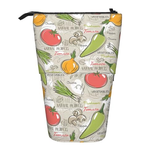 rannsut Teleskop-Federmäppchen mit Gemüse- und Obst-Aufdruck, Stiftehalter, Organizer, Kosmetiktasche für Damen und Herren von rannsut