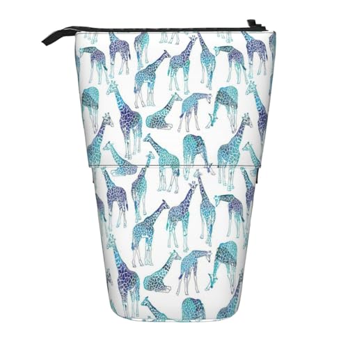 rannsut Teleskop-Federmäppchen mit Giraffenmuster, Stifthalter, Organizer, Kosmetiktasche für Damen und Herren von rannsut