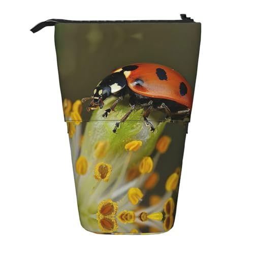 rannsut Teleskop-Federmäppchen mit Marienkäfer-Aufdruck, Stiftehalter, Organizer, Kosmetiktasche für Damen und Herren von rannsut