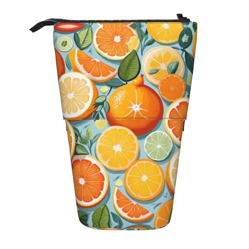 rannsut Teleskop-Federmäppchen mit Zitrusfrüchtenmuster, Stifthalter, Organizer, Kosmetiktasche für Damen und Herren rannsut Teleskop-Federmäppchen mit Zitrusfrüchtenmuster, Stifthalter, Organizer, Kosmetiktasche für Damen und Herren von rannsut
