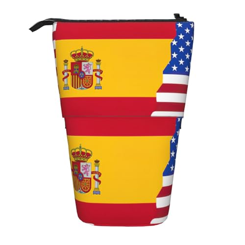 rannsut Teleskop-Federmäppchen mit amerikanischer Spanien-Flagge, Stifthalter, Organizer, Kosmetiktasche für Damen und Herren von rannsut