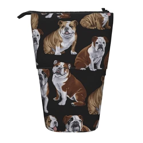 rannsut Teleskop-Federmäppchen mit englischer Bulldogge, Stiftehalter, Organizer, Kosmetiktasche für Damen und Herren von rannsut