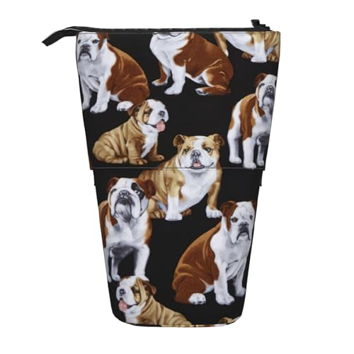rannsut Teleskop-Federmäppchen mit englischer Bulldogge, Stiftehalter, Organizer, Kosmetiktasche für Damen und Herren von rannsut