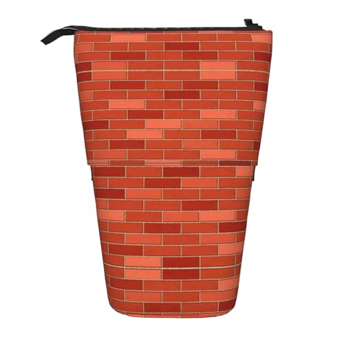 rannsut Teleskop-Federmäppchen mit rotem Ziegelmauer-Texturdruck, Stiftehalter, Organizer, Kosmetiktasche für Damen und Herren von rannsut