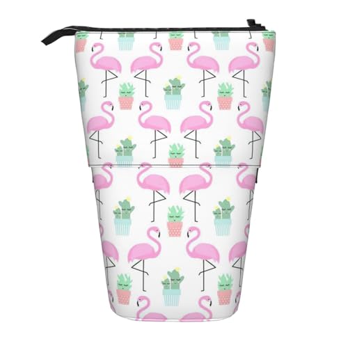 rannsut Teleskop-Federmäppchen mit tropischem Flamingo, niedlicher Kaktus-Druck, Stifthalter, Organizer, Kosmetiktasche für Damen und Herren von rannsut
