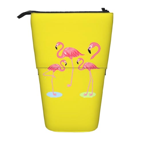 rannsut Teleskop-Federmäppchen mit vier Flamingo-Muster, Stiftehalter, Organizer, Kosmetiktasche für Damen und Herren von rannsut