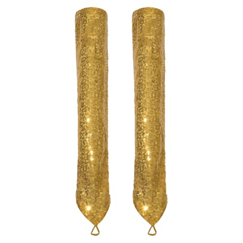 ranrann Damen Fingerlose Handschuhe Pailletten Glitzer Handstulpen Ellbogen Lang mit Schlaufe Fasching Karneval Silvester Kostüm Zubehör Gold One Size von ranrann