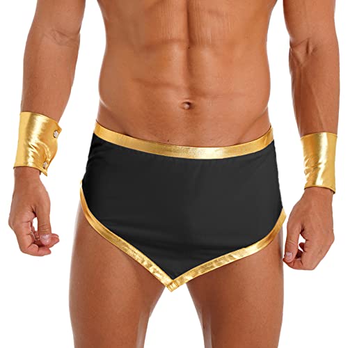 ranrann Gladiator Kostüm Herren Römischer Griechischer Krieger Soldat Cosplay Verkleidung Outfit Dessous Set Halloween Fasching Kostüm A Schwarz 3XL von ranrann