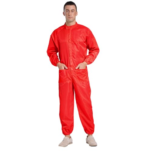 ranrann Herren Arbeitsanzug Einteiler Lackieranzug Antistatische Schutzanzug mit Klettverschluss Werkstatt Labor Uniform Arbeitskleidung Orange L von ranrann