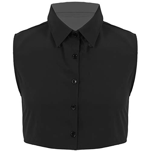 ranrann Herren Gefälschter Kragen Hemdkragen Halbes Hemd Shirt Top aus Baumwolle mit Knopfleiste Zubehör für Freizeit Uniform Schwarz L von ranrann