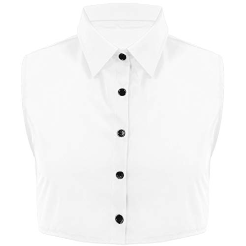 ranrann Herren Gefälschter Kragen Hemdkragen Halbes Hemd Shirt Top aus Baumwolle mit Knopfleiste Zubehör für Freizeit Uniform Weiß XXL von ranrann