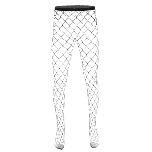 ranrann Herren Netzstrumpfhose Transparent Unterhose Unterwäsche Netz Strumpfhosen Leggings Mesh Stockings Strümpfe Pantyhose Dessous Reizwäsche Schwarz C One Size von ranrann