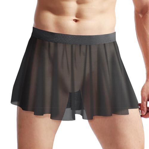 ranrann Herren Sissy Rock Sexy Satin Spitze Minirock Männer Unterwäsche Dessous Reizwäsche Crossdressing Nachtwäsche Schwarz C OneSize von ranrann