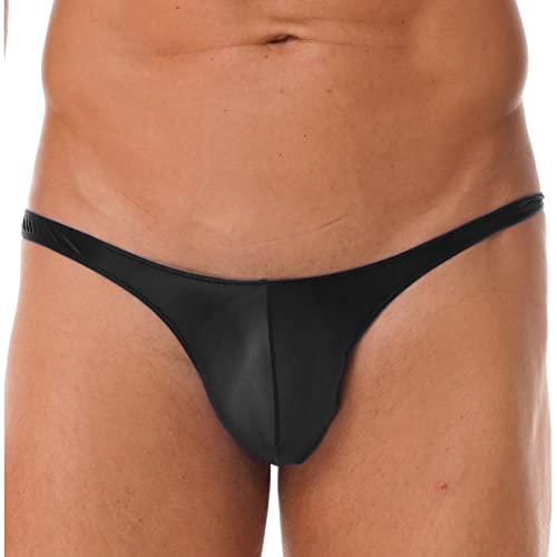 ranrann Herren String Tanga Sexy Slips Höschen Bikinihose Trunks Thong Nylon Unerwäsche Einfarbig Badeslip Badehose Low Rise Schwarz L von ranrann