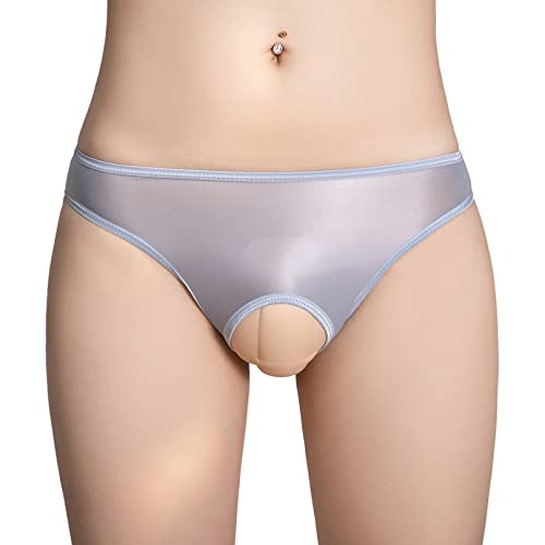 ranrann Herren Transparent String Tanga Sexy Unterhose Mini Slip Briefs Trunks Nylon Ouvert Dessous Unterwäsche Stretch Niedrige Taille A Hell Blau Einheitsgröße von ranrann