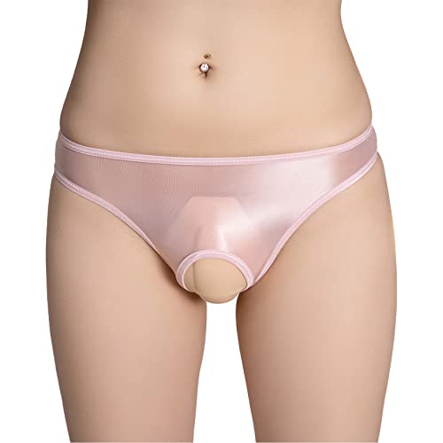 ranrann Herren Transparent String Tanga Sexy Unterhose Mini Slip Briefs Trunks Nylon Ouvert Dessous Unterwäsche Stretch Niedrige Taille A Rosa Einheitsgröße von ranrann