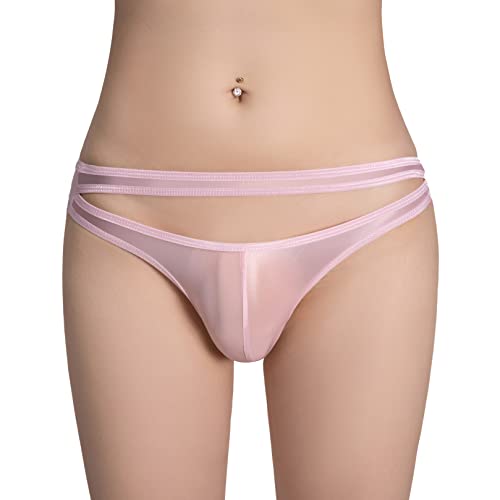 ranrann Herren Transparent String Tanga Sexy Unterhose Mini Slip Briefs Trunks Nylon Ouvert Dessous Unterwäsche Stretch Niedrige Taille C Rosa Einheitsgröße von ranrann