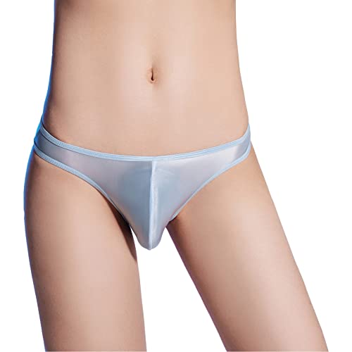 ranrann Herren Transparent String Tanga Sexy Unterhose Mini Slip Briefs Trunks Nylon Ouvert Dessous Unterwäsche Stretch Niedrige Taille D Hell Blau Einheitsgröße von ranrann