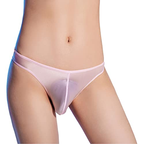 ranrann Herren Transparent String Tanga Sexy Unterhose Mini Slip Briefs Trunks Nylon Ouvert Dessous Unterwäsche Stretch Niedrige Taille D Rosa Einheitsgröße von ranrann