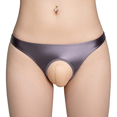 ranrann Herren Transparent String Tanga Sexy Unterhose Mini Slip Briefs Trunks Nylon Ouvert Dessous Unterwäsche Stretch Niedrige Taille K Dunkel Grau Einheitsgröße von ranrann