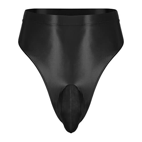 ranrann Herren Unterhose Sexy Slip Höschen Nylon Briefs Shorts Unterwäsche Dessous High Cut Bulge Pouch Panty Stretch Schwarz L von ranrann