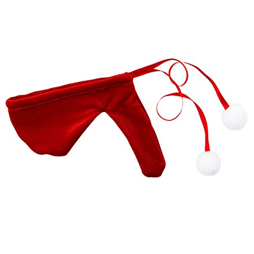 ranrann Herren Weihnachten Slip C-String Tanga Samt Ausbuchtung Beutel Penis Hülle Unterwäsche Lustige Dessous Ouvert Lingerie Sexy Rot One Size von ranrann