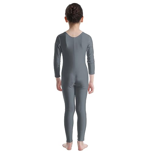 ranrann Kinder Mädchen Jungen Gymnastikanzug Langarm Body Bodysuit Overall Sport Ballett Trikot Tanz Leotard Ganzkörperanzug Einteiler Ballettanzug Turnanzug Grau 146-152 von ranrann