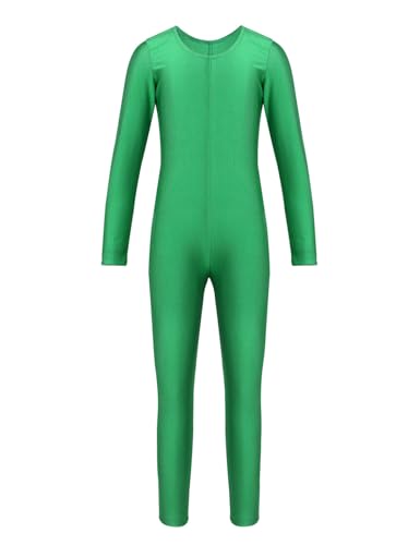 ranrann Kinder Mädchen Jungen Gymnastikanzug Langarm Body Bodysuit Overall Sport Ballett Trikot Tanz Leotard Ganzkörperanzug Einteiler Ballettanzug Turnanzug Grün 140-152/10-12 Jahre von ranrann